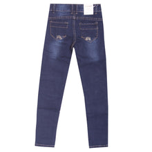 Charger l&#39;image dans la galerie, Jeans pour fille coupe slim - Marshall Y-49  - Fermée par bouton + zip  - Coupe : Slim  - Strass au bas de jambe   Vendu par paquet de 6 pièces - Taille du 4 ans au 14 ans  Composition 71% coton 27% polyester 2% elasthane
