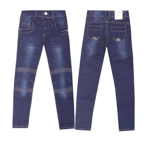 Jeans pour fille coupe slim - Marshall Y-49  - Fermée par bouton + zip  - Coupe : Slim  - Strass au bas de jambe   Vendu par paquet de 6 pièces - Taille du 4 ans au 14 ans  Composition 71% coton 27% polyester 2% elasthane